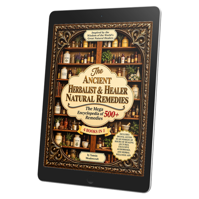 The Ancient Herbalist & Healer Natural Remedies digital copy open as a PDF on a tablet