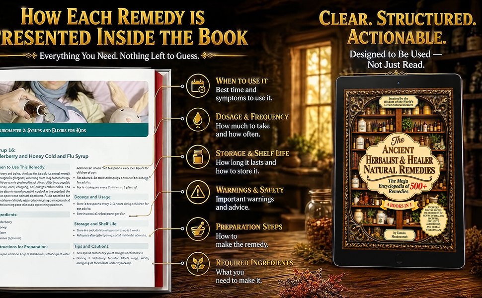 How each remedy is presented inside the book: clear, structured, actionable