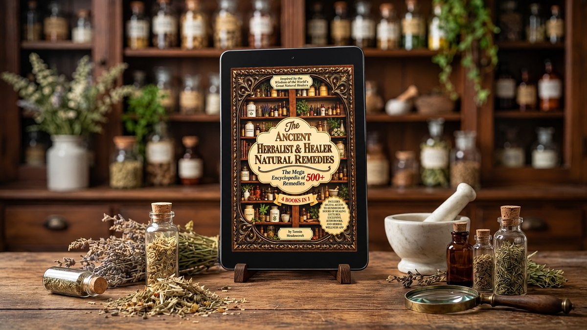 The Ancient Herbalist & Healer PDF on a tablet